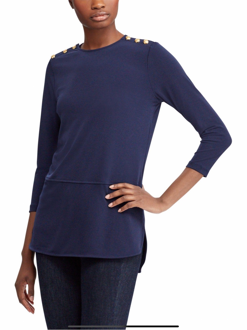 Lauren Ralph Lauren Navy blue Tunic with Gold Shoulder Buttons